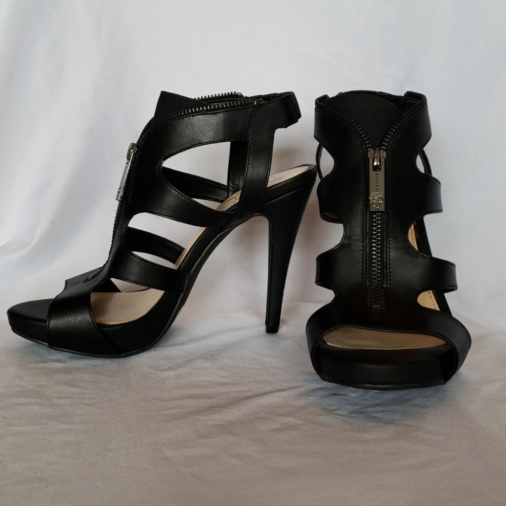 Jessica Simpson black leather high heels